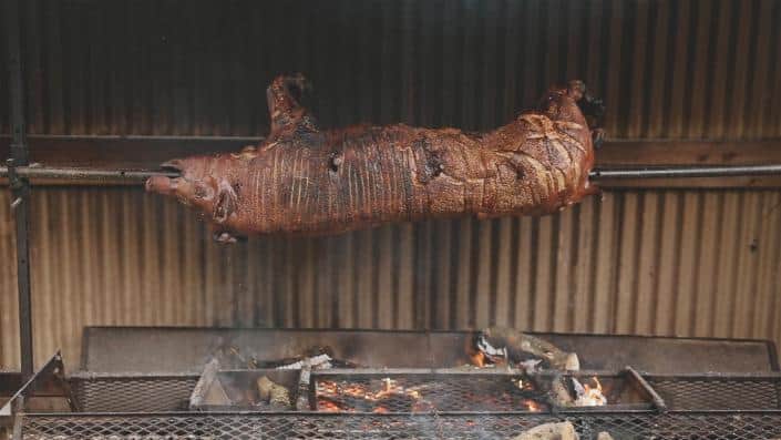 roasted pig , food for drink reception