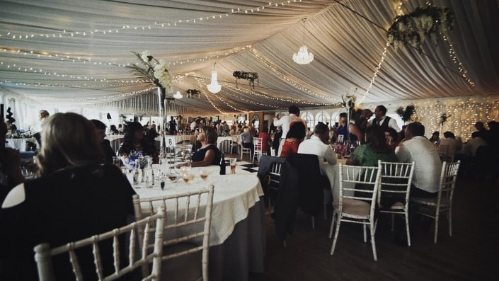 Marque wedding just before entrance