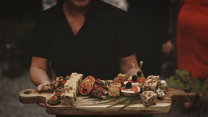 Food is served for wedding guest