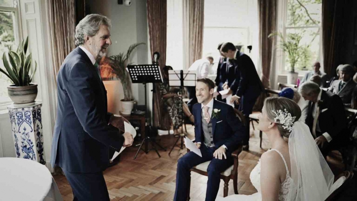 Celebrant gratings to wedding guest