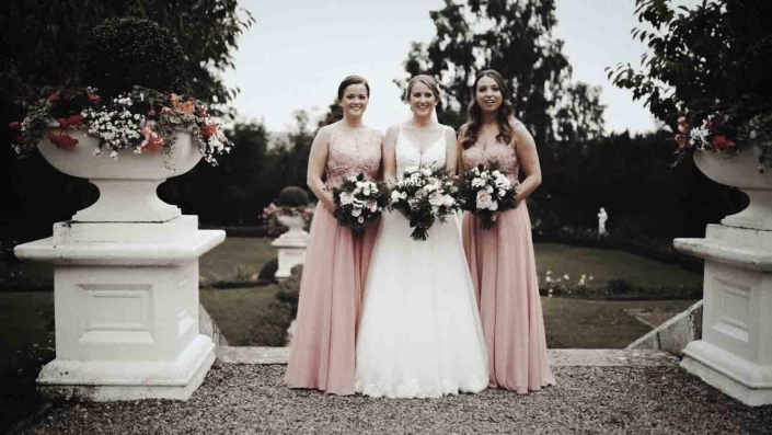 Bridesmaids and bride
