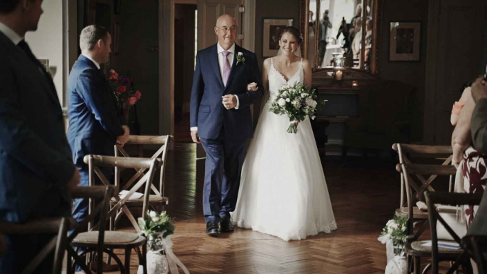 Bride walking down the aisle