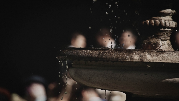 water is dropping from fountain