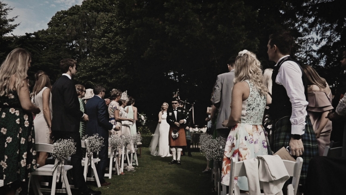newly couple walking down the aisle