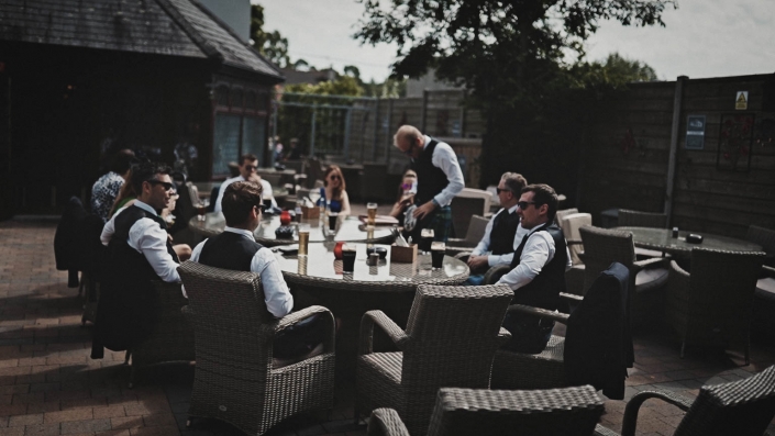 Beer garden aerial view