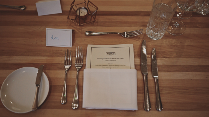 The Dean Hotel wedding menue
