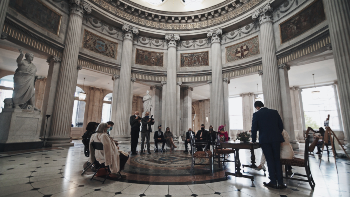 city hall dame street Dublin during wedding celebration