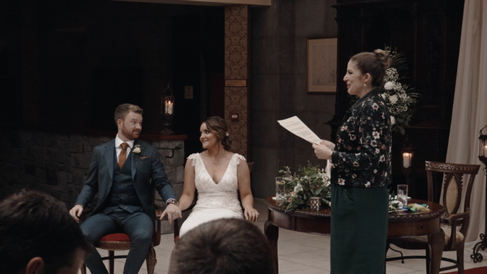 wed celebrant talking to newly couple