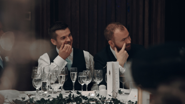 Best man is listening to speech
