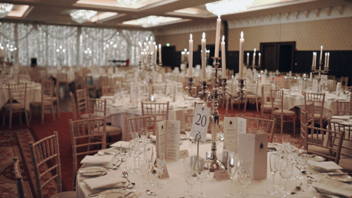 Decorated function room at Kilronan Castle