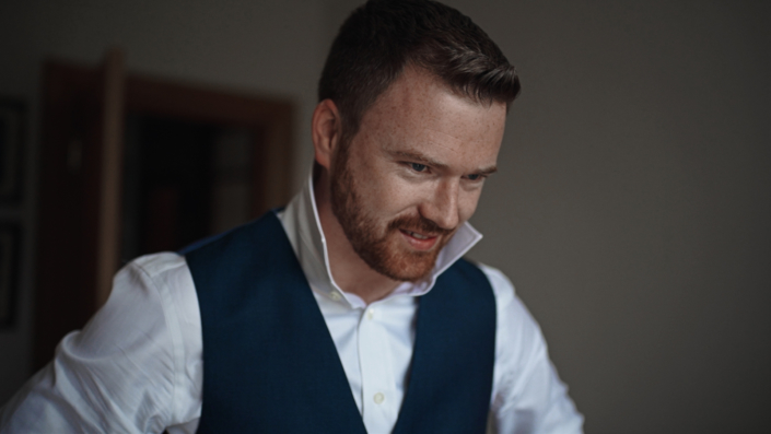 Groom waiting for ceremony.